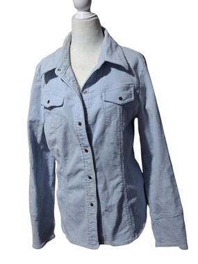 NWOT VTG 2004 Nordstrom Carlson Light Blue Fine Corduroy Snap Shacket Shirt XL